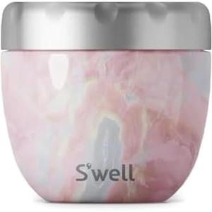imageSwell Eats 2in1 Nesting Bowls TripleLayered VacuumInsulated Containers Keeps Food and Drinks Cold for 11 Hours and Hot for 7with No CondensationBPA Free 215 oz Calacatta GoldGeode Rose