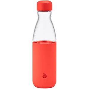 imageSwell Glass Original Water Bottle 18oz Lunar Grey Break Resistant Glass With Protective Silicone Sleeve BPA Free Zero Plastic LeakproofRadiant Coral
