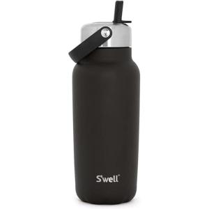 imageSwell Recycled Stainless Steel Explorer with Flip Straw Lid 32oz Green Jasper Triple Layered Vacuum Insulated Containers Keeps Drinks Cold for 42 Hours and Hot for 10Onyx