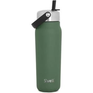 imageSwell Recycled Stainless Steel Explorer with Flip Straw Lid and Handle 40oz Onyx Triple Layered Vacuum Insulated Containers Keeps Drinks Cold for 54 Hours and Hot for 12Green Jasper