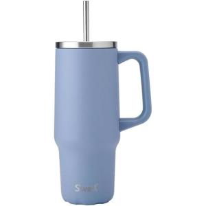 imageSwell Recycled Stainless Steel Tumbler XL with Straw and Handle 30oz Onyx Triple Layered Vacuum Insulated Container Keeps Drinks Cold 36 hours and Hot for 9 BPA FreeHydrangea Blue