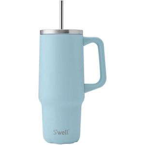 imageSwell Recycled Stainless Steel Tumbler XL with Straw and Handle 30oz Onyx Triple Layered Vacuum Insulated Container Keeps Drinks Cold 36 hours and Hot for 9 BPA FreePowder Blue