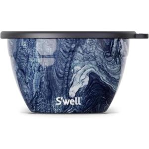 imageSwell Stainless Steel 64oz Salad Bowl Kit Azurite Color Includes 2oz Condiment Container and Removable Tray LeakProof Easy to Clean Dishwasher Safe