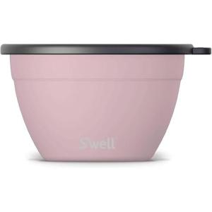 imageSwell Stainless Steel 64oz Salad Bowl Kit Pink Topaz Color Comes with 2oz Mini Canister and Removable Tray for Organization Leakproof and Dishwasher Safe