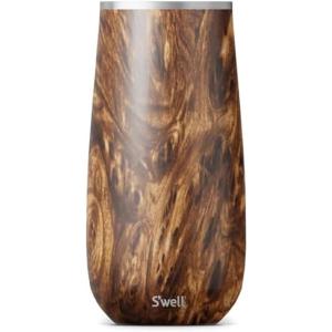 imageSwell Stainless Steel Champagne Flute 6oz Teakwood Triple Layered Vacuum Insulated Container Keeps Drinks Colder for Longer BPA Free BarwareTeakwood