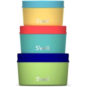 imageSwell Stainless Steel Food Canister Set Of Three 10oz 16oz and 24oz Pastel Paradise Single Walled Durable Construction BPA Free Dishwasher SafeTropical Smoothie