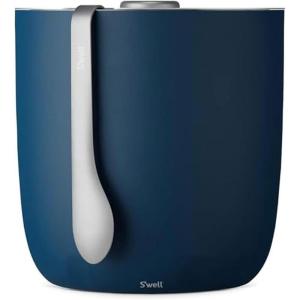 imageSwell Stainless Steel Ice Bucket XL 100oz Teakwood Includes Lid And Scoop Triple Layered Vacuum Insulated Container Keeps Ice Colder for Longer BPA Free BarwareAzurite