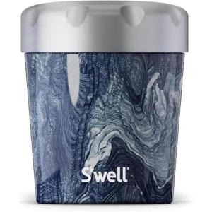 imageSwell Stainless Steel Ice Cream Chiller 16oz Teakwood Triple Layered Vacuum Insulated Container Keeps Ice Cream Frozen For Up To Four Hours BPA FreeAzurite Marble