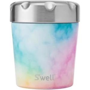 imageSwell Stainless Steel Ice Cream Chiller 16oz Teakwood Triple Layered Vacuum Insulated Container Keeps Ice Cream Frozen For Up To Four Hours BPA FreeCandy Cloud