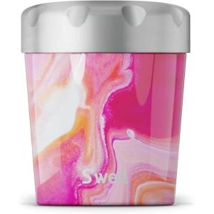 imageSwell Stainless Steel Ice Cream Chiller 16oz Teakwood Triple Layered Vacuum Insulated Container Keeps Ice Cream Frozen For Up To Four Hours BPA FreeRose Agate