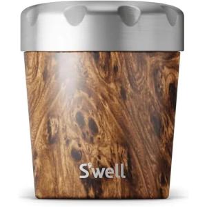 imageSwell Stainless Steel Ice Cream Chiller 16oz Teakwood Triple Layered Vacuum Insulated Container Keeps Ice Cream Frozen For Up To Four Hours BPA FreeTeakwood