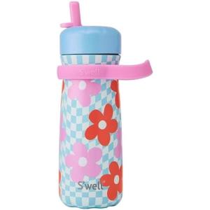 imageSwell Stainless Steel Kids Traveler with Flip Straw Lid 16oz Lime Sherbet Triple Layered Vacuum Insulated Containers Keeps Drinks Cold for 24 Hours BPA Free Easy Carrying On the GoPink Petal