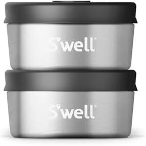imageSwell Stainless Steel Mini Canister Set of Two 2oz Pink And Mauve Pyrite Single Walled Durable Construction Leakproof Silicone Lids Dishwasher SafeBlack