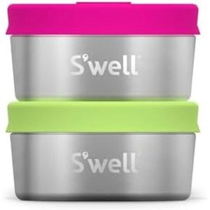 imageSwell Stainless Steel Mini Canister Set of Two 2oz Pink And Mauve Pyrite Single Walled Durable Construction Leakproof Silicone Lids Dishwasher SafeDragonfruitKiwi