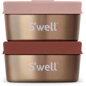 imageSwell Stainless Steel Mini Canister Set of Two 2oz Pink And Mauve Pyrite Single Walled Durable Construction Leakproof Silicone Lids Dishwasher SafePinkMauve Pyrite