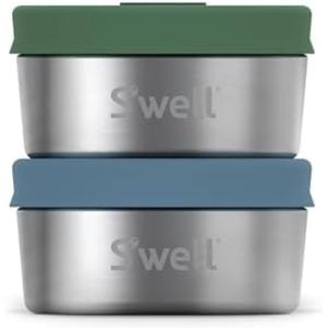 imageSwell Stainless Steel Mini Canister Set of Two 2oz Pink And Mauve Pyrite Single Walled Durable Construction Leakproof Silicone Lids Dishwasher SafeSkyMatcha Silver Lining