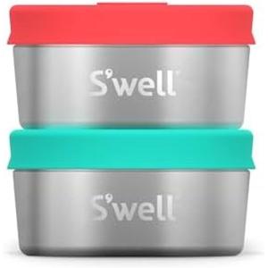 imageSwell Stainless Steel Mini Canister Set of Two 2oz Pink And Mauve Pyrite Single Walled Durable Construction Leakproof Silicone Lids Dishwasher SafeTangerineTurquoise