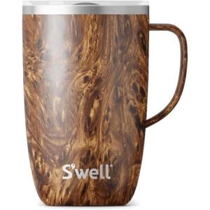 imageSwell Stainless Steel Mug with Handle 16oz Pink Topaz Triple Layered Vacuum Insulated Containers Keeps Drinks Cold for 10 Hours and Hot for 3 BPA FreeTeakwood