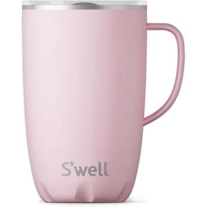 imageSwell Stainless Steel Mug with Handle 16oz Pink Topaz Triple Layered Vacuum Insulated Containers Keeps Drinks Cold for 10 Hours and Hot for 3 BPA FreePink Topaz