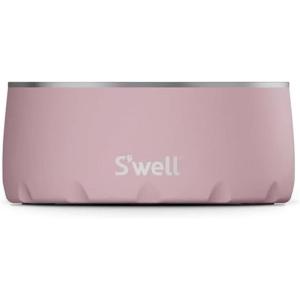 imageSwell Stainless Steel Pet Bowl 32oz Teakwood for Small to Medium Size Dogs Mess Free Design with Non Slip Rubber Bottom Dishwasher Safe BPA FreePink Topaz