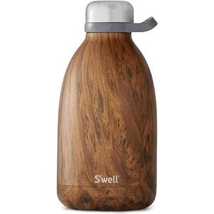 imageSwell Stainless Steel Roamer Bottle64 Fl OzTeakwood TripleLayered VacuumInsulated Containers Keeps Drinks Cold for 72 Hours and Hot for 24BPAFree Travel Water Bottle 64ozTeakwood