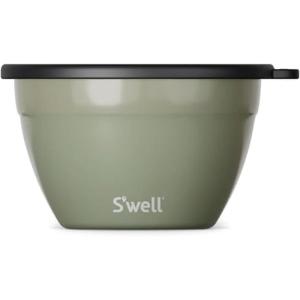 imageSwell Stainless Steel Salad Bowl Kit 64oz Mountain Sage Comes with 2oz Mini Canister and Removable Tray for Organization Leakproof Easy to Clean Dishwasher Safe