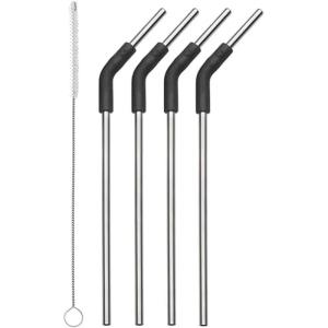 imageSwell Stainless Steel Straw Set Includes 4 Straws With Flexi Neck and Straw Cleaning Brush BPA Free