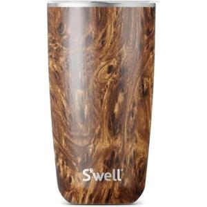 imageSwell Stainless Steel Tumbler with SlideOpen Lid 18oz Rose Marble Triple Layered Vacuum Insulated Containers Keeps Drinks Cold for 12 Hours and Hot for 4 BPA FreeTeakwood