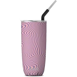 imageSwell Stainless Steel Tumbler with Straw and SlideOpen Lid 24oz Steffi Lynn x Swell Triple Layered Vacuum Insulated Containers Keeps Drinks Cold for 18 Hours and Hot for 5 BPA FreeLavender Swirl