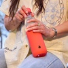 image:imageSwell Glass Original Water Bottle With Straw 18oz Chambray Borosilicate Glass Bottle With Collapsible Glass Straw And Silicone Sleeve Zero Plastic Leakproof BPA FreeRadiant Coral