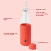 image:imageSwell Glass Original Water Bottle With Straw 18oz Chambray Borosilicate Glass Bottle With Collapsible Glass Straw And Silicone Sleeve Zero Plastic Leakproof BPA FreeRadiant Coral