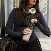 image:imageSwell Glass Original Water Bottle With Straw 18oz Chambray Borosilicate Glass Bottle With Collapsible Glass Straw And Silicone Sleeve Zero Plastic Leakproof BPA FreeLunar Grey