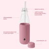 image:imageSwell Glass Original Water Bottle With Straw 18oz Chambray Borosilicate Glass Bottle With Collapsible Glass Straw And Silicone Sleeve Zero Plastic Leakproof BPA FreeDusty Pink