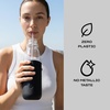 image:imageSwell Glass Original Water Bottle With Straw 18oz Chambray Borosilicate Glass Bottle With Collapsible Glass Straw And Silicone Sleeve Zero Plastic Leakproof BPA FreeOnyx