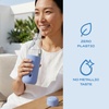 image:imageSwell Glass Original Water Bottle With Straw 18oz Chambray Borosilicate Glass Bottle With Collapsible Glass Straw And Silicone Sleeve Zero Plastic Leakproof BPA FreeChambray