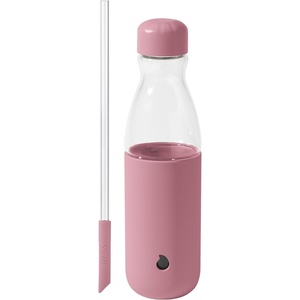 image:imageSwell Glass Original Water Bottle With Straw 18oz Chambray Borosilicate Glass Bottle With Collapsible Glass Straw And Silicone Sleeve Zero Plastic Leakproof BPA FreeDusty Pink